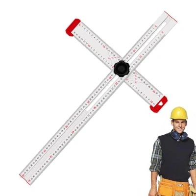 Image of tongfeng T Square Tool Drilling Positioning Ruler,Woodworking Scriber Ruler, Architect Ruler for Carpenter Work, Layout and Measuring, Aluminum Alloy