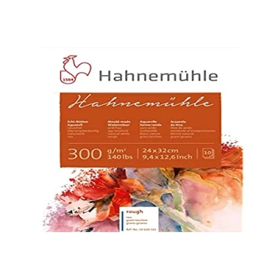Image of Hahnemuhle 300gsm Rough Watercolour Board block, 10 sheets, 24x32cm
