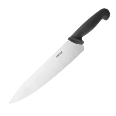 Image of Hygiplas Chef&#039;s Knife 25.5cm / 10 inch Blade Professional Grade Black Ergonomic Handle Weight: 210 grams C264