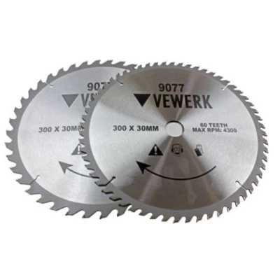 Image of Vewerk 300mm x 30mm TCT Circular Saw Blade 40T &amp; 60T Pk of 2 fits Bosch Makita 9077