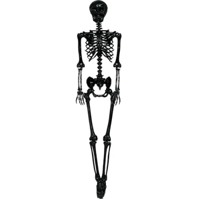 Image of FIESTAS GUIRCA Black Skeleton (90 cm) Halloween Decoration for Parties and Celebrations Ideal Spooky Environments Skull Themes