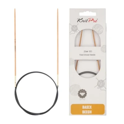 Image of KnitPro Basix Birch Fixed Circular Knitting Needles, 150cm, Birchwood, Natural, 2mm