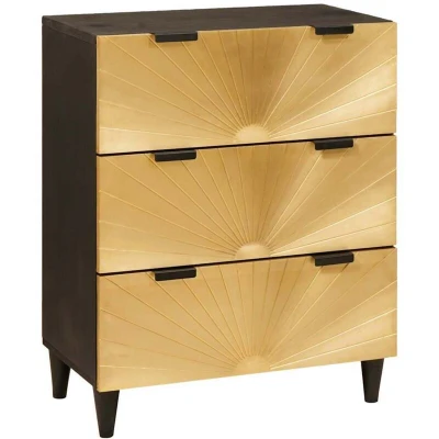 Image of vidaXL Sideboard Black and Gold 60 x 33 75 cm Solid mango wood