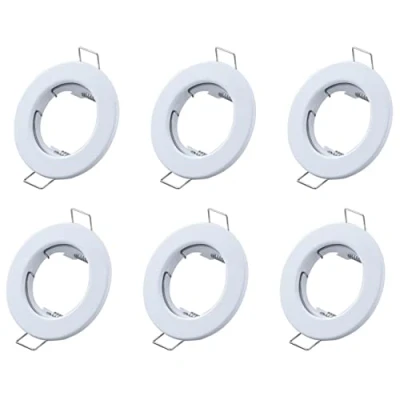 Image of Hsthe Sea Set of 6 Recessed Light Frames, Ceiling Mounting Frame, Spotlight Set, Frames in Aluminium (LED/Halogen/GU10/MR16/PAR16/50 mm) White