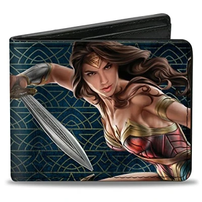 Image of Buckle Down Unisex Adult&#039;s Bifold Wallet Wonder Woman Bi Fold, Multicolor, 4.0&quot; x 3.5&quot;