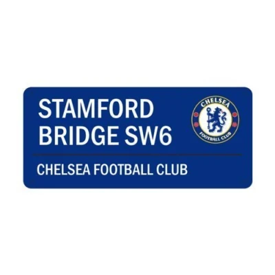 Image of Official Football Merchandise Metallic Sign Street Design for Stadium, Chelsea, 40cm x 18cm