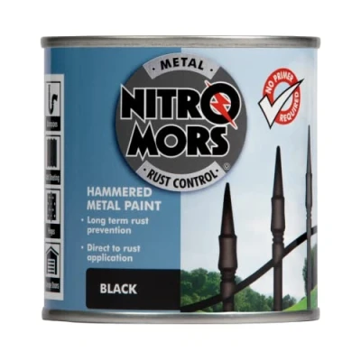 Image of Nitromors Anti Rust Hammered Finish Metal Paint, No Primer Required, Black, 250 ml