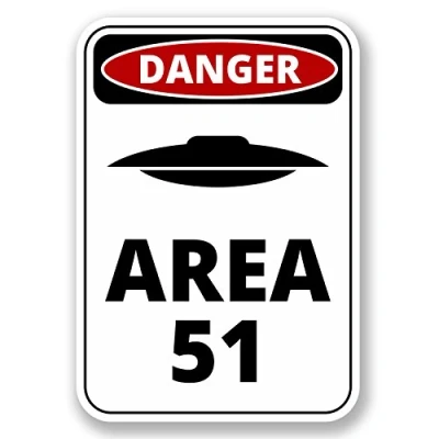 Image of 2 x 10cm Danger Sign Area 51 Vinyl Sticker Laptop Car UFO Nevada USA #6424 (7cm Wide Tall)