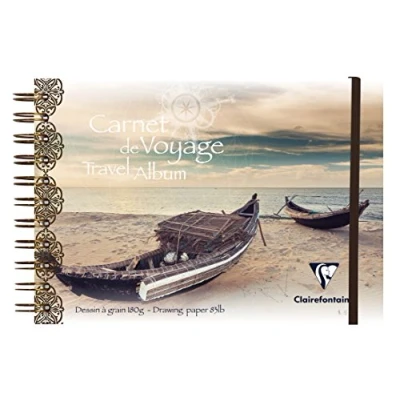 Image of Clairefontaine Ref 96104C Polypro Printed Cover Travel Album (30 Pages) A5 Size, Grained 180gsm Drawing Paper, Elastic Strap Closure Boat Design