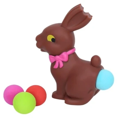 Image of Zing Popper Toy Launches Foam Balls Up to 20 Feet Fun Indoor and Outdoor Game for Kids Includes 4 (Chocolate Bunny)