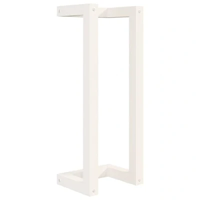 Image of vidaXL Solid Pine Wood White Towel Rack Wall Mounted Bathroom Shelf and Hanger 23x18x60 cm
