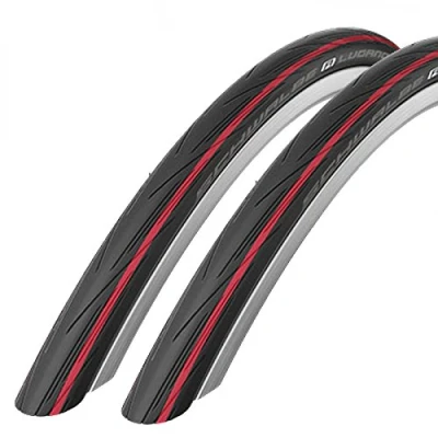 Image of Schwalbe 2x Lugano 700c x 25 Road Racing Bike Tyres Red