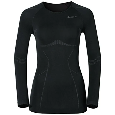 Image of Odlo Women&#039;s Evolution Light Crew Neck Long Sleeve Seamless Shirt Black, X Small