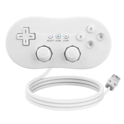 Image of OSTENT Wired Classic Controller Gamepad Joystick for Nintendo Wii Remote Console Video Game Color White