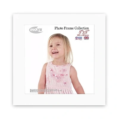 Image of Inov8 British Made Real Wood Picture/Photo Frame 8x8&quot; Inch(20x20cm) Kayla 30mm White