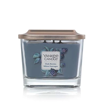 Image of Yankee Candle Wick Square Scented Candle, Wax and Glass, Dark Berries, Medium