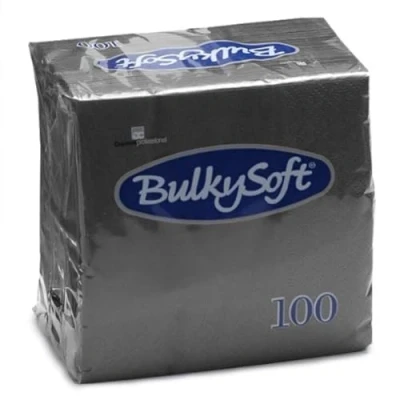 Image of bulksoft Cocktail Napkins, 2 Ply, Black, Pack of 100, 9420649