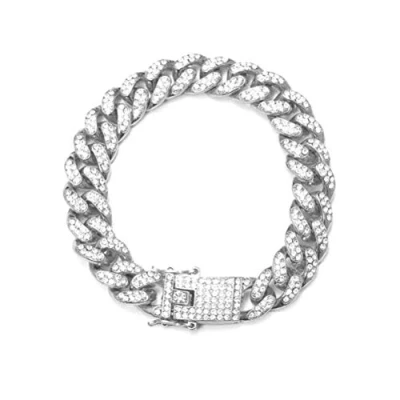 Image of Einsgut Hip Hop Bracelet Seed Gold Plated Iced Out Diamond Miami Cuban Link Chain for Men and Women