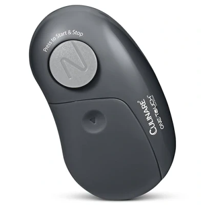 Image of Culinare One Touch Electronic Tin Opener, Grey, Plastic/Stainless Steel, Automatic Can Battery Operated/Hands Free Use/Magnetic Lid Removal, Batteries Not Included