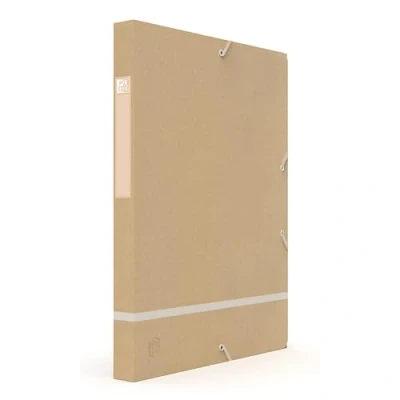Image of Oxford Touareg Filing Box 24 x 32 cm Spine 25 mm with Elastic Recycled Card Cover Kraft &amp; Frosted White