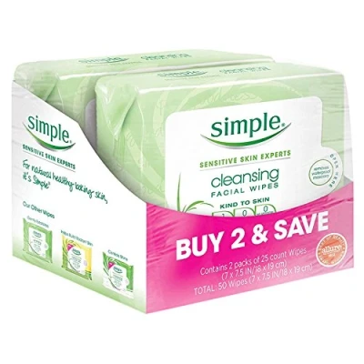 Image of Simple Kind to Skin Facial Wipes Cleansing 25 ct (Pack of 2)