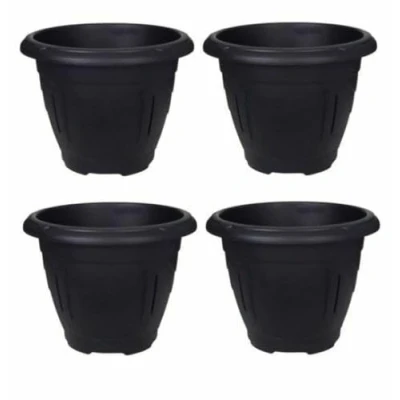 Image of Whitefurze 33cm Venetian Round Planter, Black
