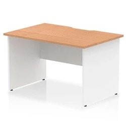 Image of Impulse 1200 x 800mm Scalloped Edge Straight Office Desk Oak Top White Panel End Leg