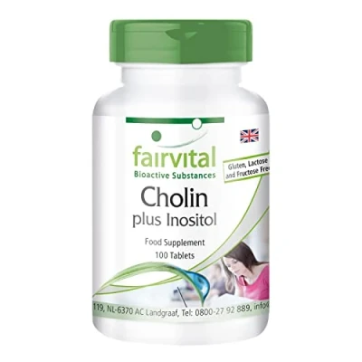 Image of Fairvital Choline Plus Inositol Bulk Pack for 3 Months Vegan HIGH Dosage 100 Tablets