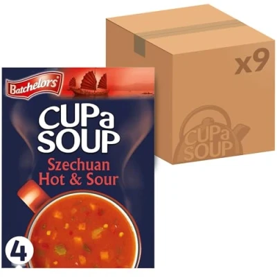 Image of Batchelors Cup a Soup Szechuan Hot &amp; Sour Instant Sachets, 92 g Box (Pack of 9 Boxes Each Contains 4 Sachets)