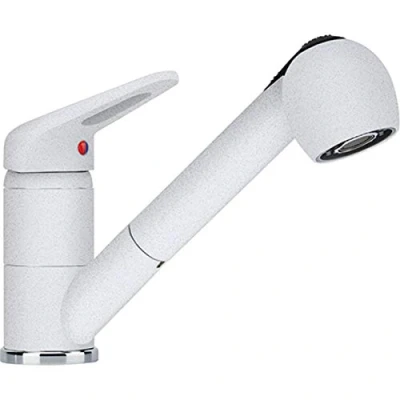 Image of FRANKE Spray Polar White Kitchen Sink tap with Pull Out spout Made of Granite Prince II 115.0470.669, Medium Sized