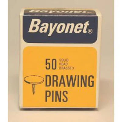 Image of STX_429924 Bayonet Drawing Pins (Solid Head) Brassed (Box Pack) 10mm (10404)