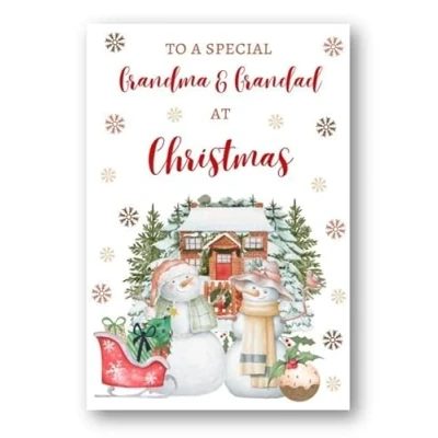 Image of Second Ave Grandma &amp; Grandad Christmas Snowmen Winter Xmas Holiday Festive Greetings Card