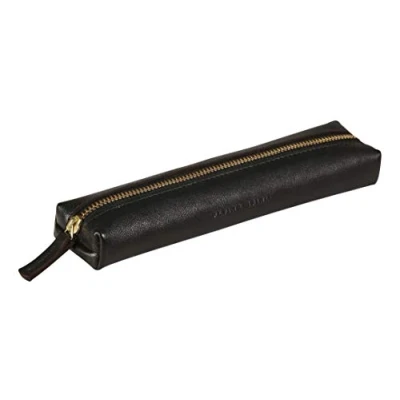 Image of Clairefontaine 102511C A Flying Spirit mini pencil case 19x4x2.5 cm, in smooth lambskin, Black