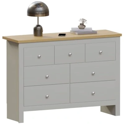 Image of Vida Designs Arlington 4+3 Chest of Drawers Cabinet Storage Modern Bedroom Furniture (Grey)