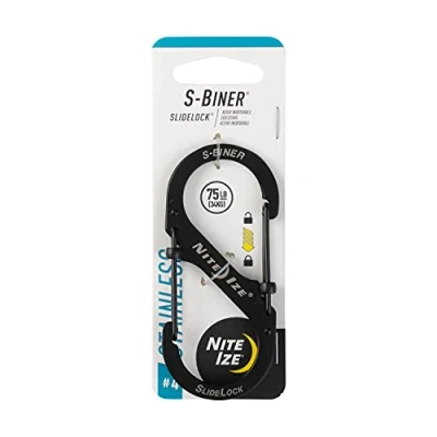Image of Nite Ize Unisex&#039;s S Biner Stainless Steel Slide Lock, Black, Size 4