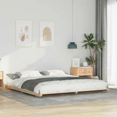 Image of Floor Bed Frame Brown 200 x 220 cm Solid pine wood Vidaxl
