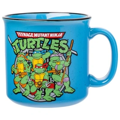 Image of Silver Buffalo Teenage Mutant Ninja Turtles TMNT Turtle Power Ceramic Camper Mug, 20 Ounces