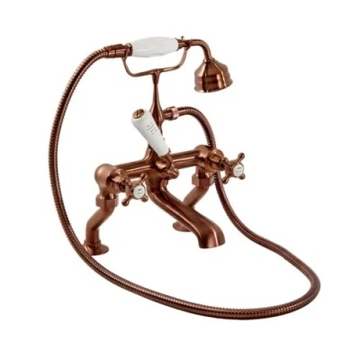 Image of Milano Elizabeth Traditional Bath Shower Mixer Tap with Crosshead Handles Brushed Bronze