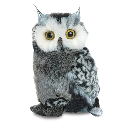 Image of Aurora 12748 9 inch Great Horned Owl, Grey and White