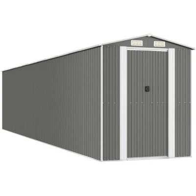 Image of vidaXL Garden Shed Light Grey 192x938x223 cm Galvanised Steel