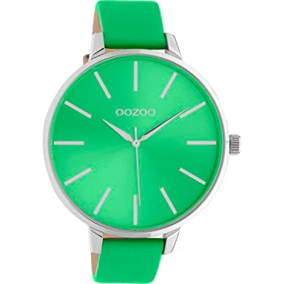 Image of Oozoo Vintage Women&#039;s Watch with 16 mm Leather Strap Analogue in Round, Smoke green, extra groß, Strap.