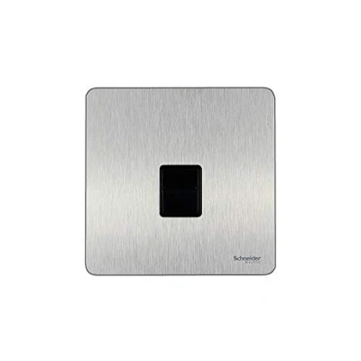 Image of Schneider Electric Ultimate Screwless Flat Plate Single Telephone Socket, Master, GU7461BSS, Stainless Steel with Black Insert