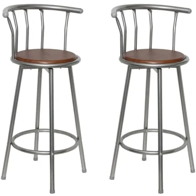 Image of vidaXL Bar Stools 2 pcs Brown Steel