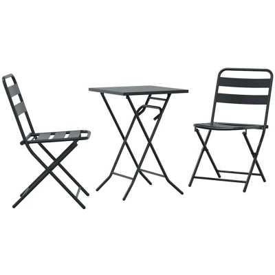 Image of vidaXL 3 Piece Folding Bistro Set Anthracite Steel
