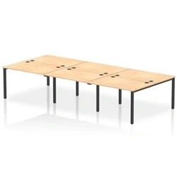 Image of Impulse Bench B2B 6 Person 1200 Black Frame Office Desk Maple