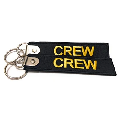 Image of Premium Embroidered Crew Luggage Tag Black/Yellow Set of 2 Aviamart®