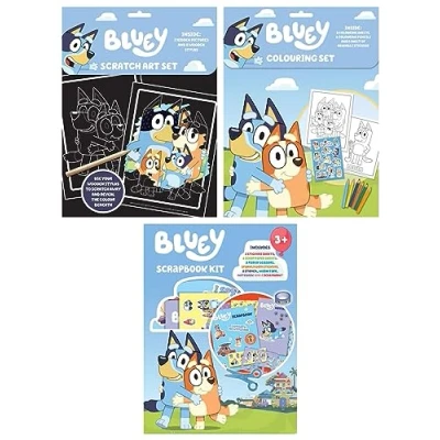 Image of Anila&#039;s Bluey Activity Set with Scrapbook Kit, Colouring &amp; Scratch Art Set.