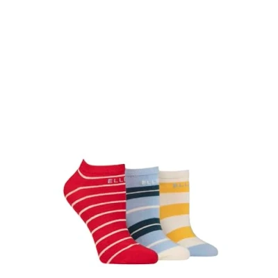 Image of Women&#039;s 3 Pair Elle Plain, Stripe and Patterned Cotton No Show Socks Seafarer Striped 4 8