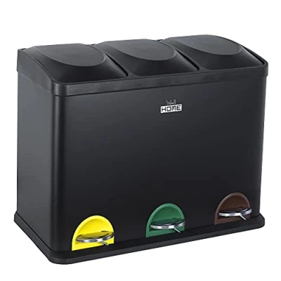 Image of WELLHOME MOBILIARIO &amp; DECORACIÓN Recycling Bin, Chrome, 45L