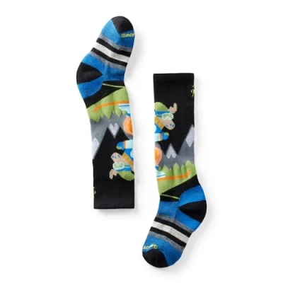 Image of Smartwool Kids&#039; Wintersport Full Cushion Mountain Moose Pattern OTC Socks, BLACK, Large